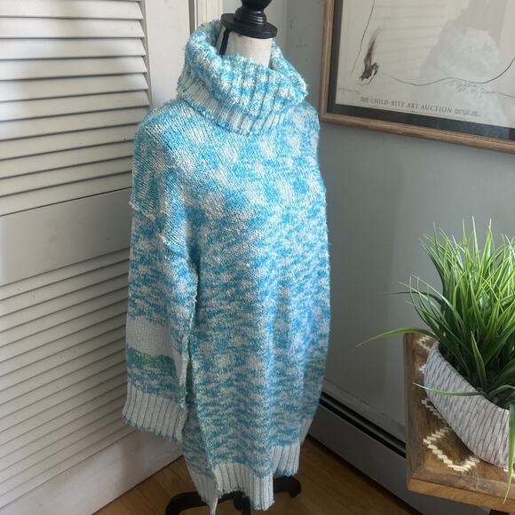 Free People Sweater Dress Womens XS Blue Ice Castle Winter Storm Tunic Oversized - Picture 4 of 10